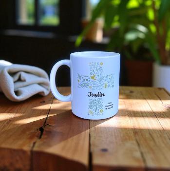 Keramiktasse personalisiert - Kommunion  Konfirmation mit Namen und Datum - Namenstasse - Artikel-Nr. 1100005